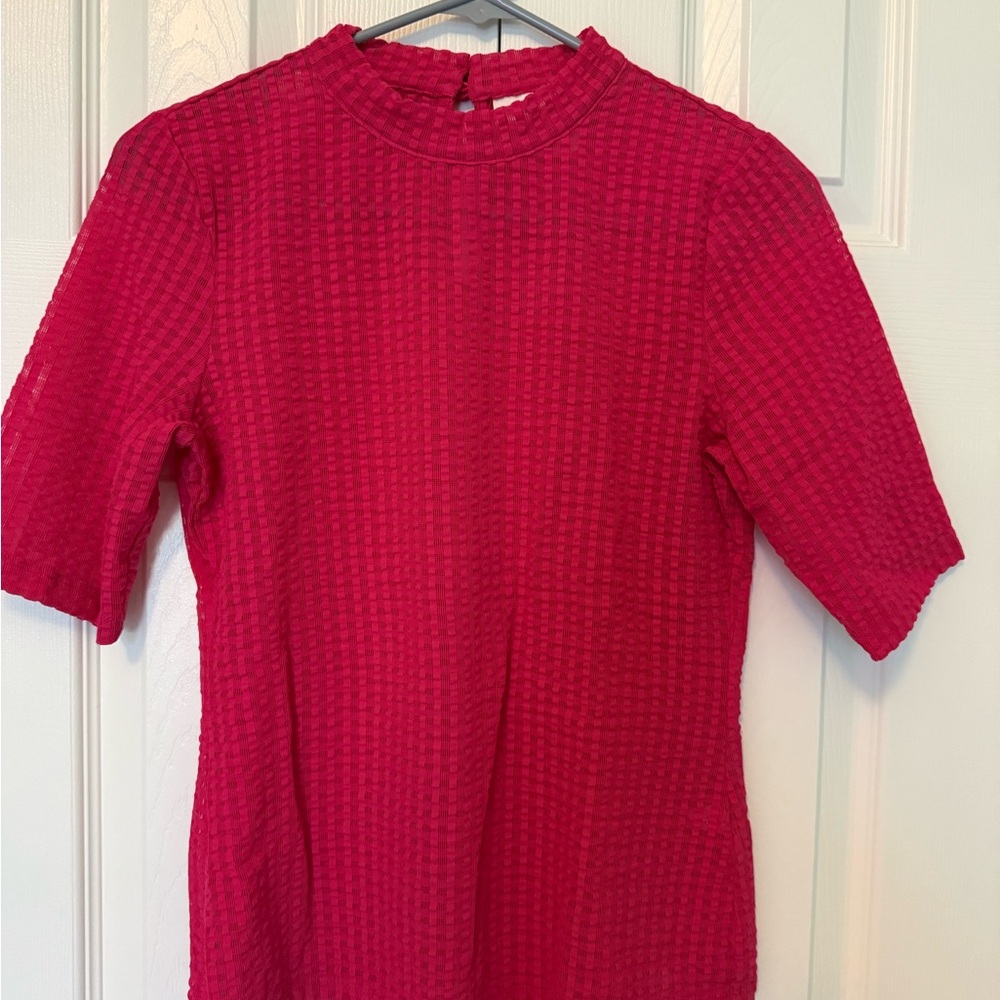 Anthropologie Vibrant Pink Textured Blouse